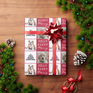 Hund Welpe Haustier 2 Fotos Frohe Fröhliche Weihna Geschenkpapier