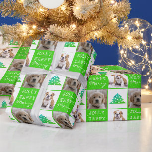 Hund Welpe Haustier 2 Fotos Frohe Fröhliche Weihna Geschenkpapier