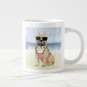 Hund  Welpe in Sonnenbrille am Strand Jumbo-Tasse