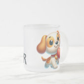Hund, Welpe Liebe Mattglastasse (VorderseiteRechts)