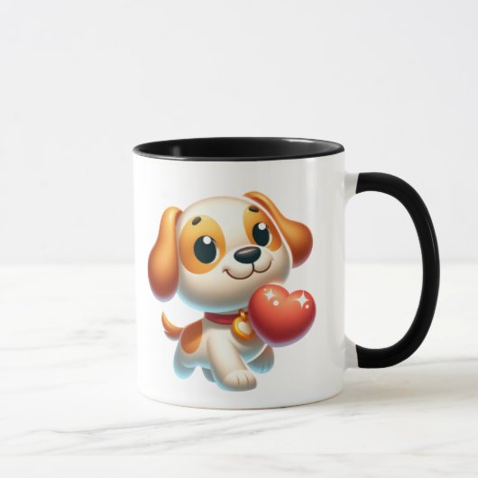 Hund, Welpe Liebe Tasse (Rechts)