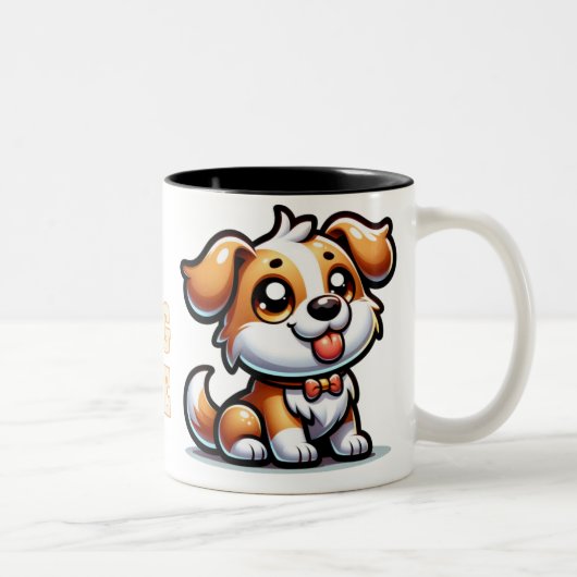 Hund, Welpe Liebe Zweifarbige Tasse (Rechts)