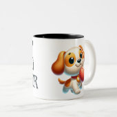 Hund, Welpe Liebe Zweifarbige Tasse (VorderseiteRechts)