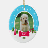 Hund / Welpen Weihnachten - Winter Wunderland Keramik Ornament (Rechts)