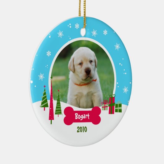 Hund / Welpen Weihnachten - Winter Wunderland Keramik Ornament (Rechts)