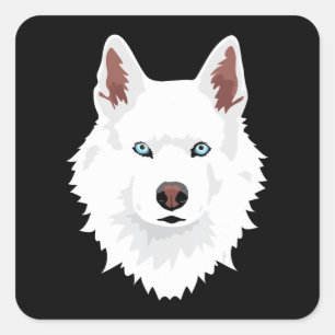 Hund White Siberian Husky Canine White Snow Dog Quadratischer Aufkleber