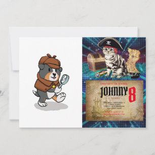 Hund wie Detektiv verkleidet   Rücken-Colon auswäh Einladung