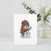 Hund wie Detektiv verkleidet | Rücken-Colon auswäh Postkarte (Stehend Vorderseite)