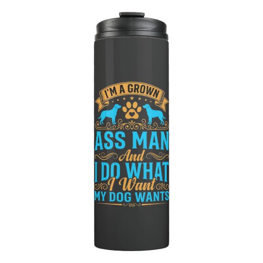 Hund will lustigen erwachsenen Mann Thermosbecher (Vorderseite)