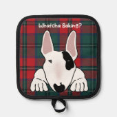 Hund will seinen Anteil an den Backen Leckereien Topflappen (Vorderseite)