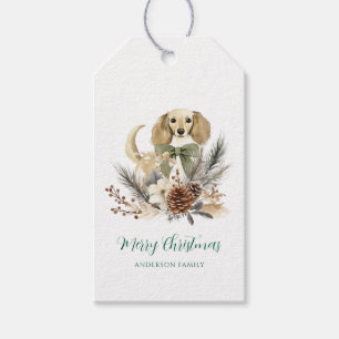 Hund Winter Floral Kiefer Personalisiertes Weihnac Geschenkanhänger