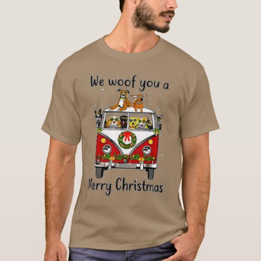Hund wir woof Ihnen ein frohe Weihnachten Weihnach T-Shirt (Vorderseite)