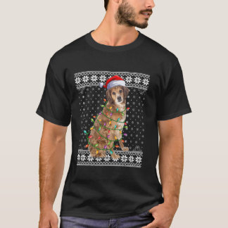 Hund Xmas Ugly Santa Lighting Brittany Spaniel Hun T-Shirt