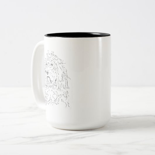 Hund zeichnet Kaffeetasse Cockapoo (Vorderseite Links)