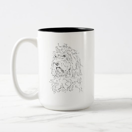 Hund zeichnet Kaffeetasse Cockapoo (Links)