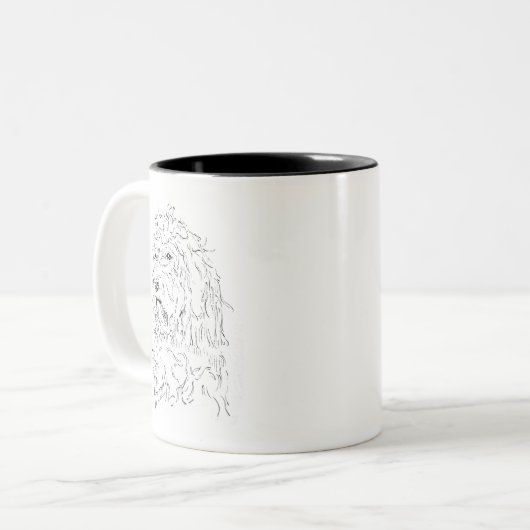 Hund zeichnet Kaffeetasse Cockapoo (Vorderseite Links)