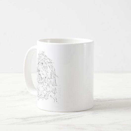 Hund zeichnet Kaffeetasse Cockapoo (Vorderseite Links)