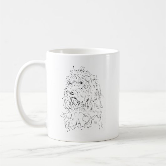 Hund zeichnet Kaffeetasse Cockapoo (Links)