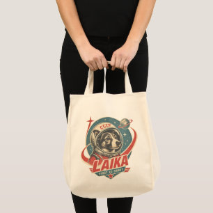 Hund zuerst im Orbit Retro Vintage Astronautenhund Tragetasche