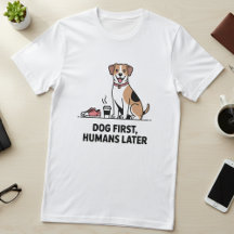 Hund zuerst, Menschen später - süße Beagle-Illustr