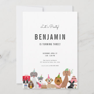 Hund zum Geburtstag Einladung für Welpe Pawty
