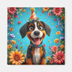 Hund zum Geburtstag feiernd Magnet
