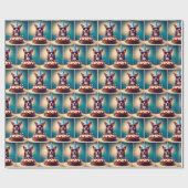 Hund zum Geburtstag mit Kuchen Geschenkpapier (Flach)