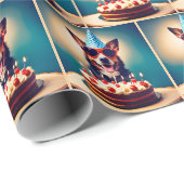 Hund zum Geburtstag mit Kuchen Geschenkpapier (Rolleneckpunkt)