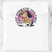 Hund zur häuslichen Gewalt stoppen Runder Aufkleber (Tasche)