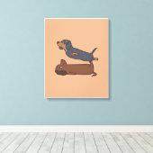 Hundbild der Wurst | Lieblicher Hund Leinwanddruck (Insitu (Holzboden))