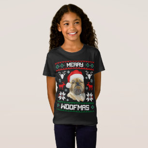 Hundbrüssels Griffon fröhliches Woofmas T-Shirt