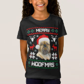 Hundbrüssels Griffon fröhliches Woofmas T-Shirt (Vorderseite)