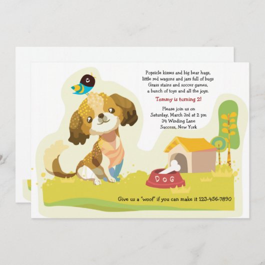 Hündchen-Einladung Einladung (Vorne/Hinten)