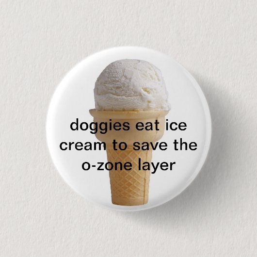 Hündchen essen Eiscreme Button (Vorderseite)