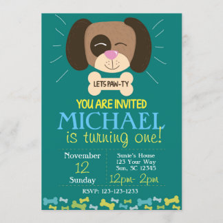 Hündchen-Geburtstag laden ein (Jungen) Einladung