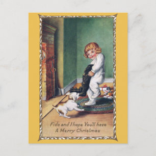 Hündchen-Kämpfe für gerechten Anteil von Feiertagspostkarte