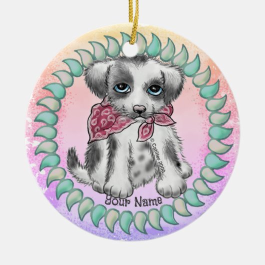 Hundchen keramik ornament (Vorne)