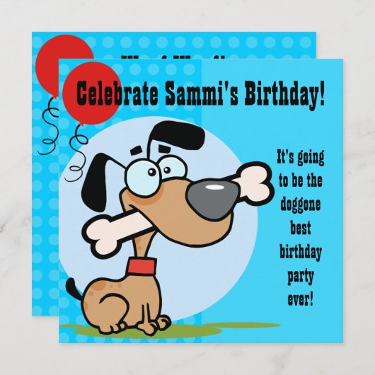 Hündchen kundengebundener Geburtstag lädt ein Einladung (Vorne/Hinten)