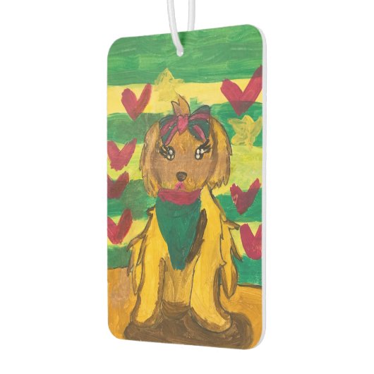 Hundchen "Kunst von Kindern" Autolufterfrischer (Links)