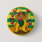 Hündchen "Kunst von Kindern" Button (Vorderseite)