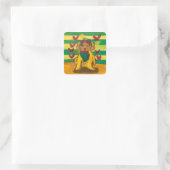 Hündchen "Kunst von Kindern" Quadratischer Aufkleber (Tasche)
