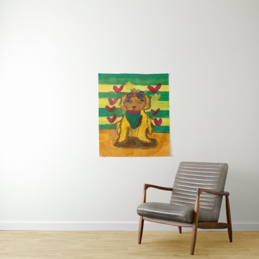 Hundchen "Kunst von Kindern" Wandteppich (Beispiel)