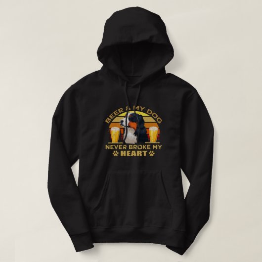 Hunde 365 Bier & Berner Hunde Nie Broke Hoodie (Design vorne)