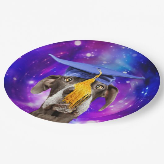 Hunde Abschluss mit Hund Pappteller (Schrägansicht)