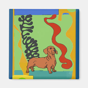 Hunde, Abstrakte Dackel, Text hinzufügen Magnet