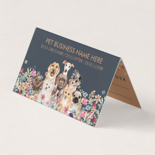Hunde acht Typ Welpe mit Blumen navy braun Visitenkarten