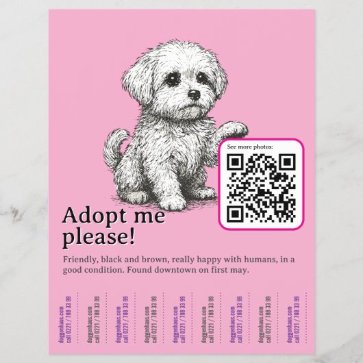 Hunde Adoptieren Flyer Vorlage Abreißbar  (Vorne)