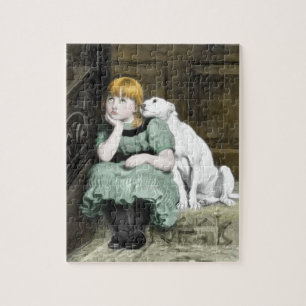 Hunde Adoring Girl Viktorianisch Painting Puzzle