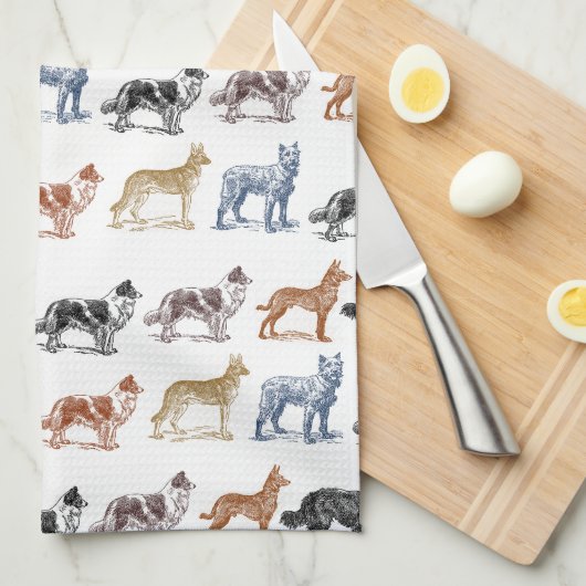 Hunde aller Arten Küchentuch (Viertel Falte)