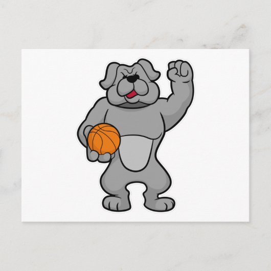 Hunde als Basketballspieler mit Basketball Postkarte (Vorderseite)